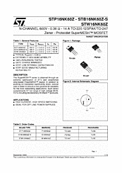 DataSheet STP16NK60Z pdf